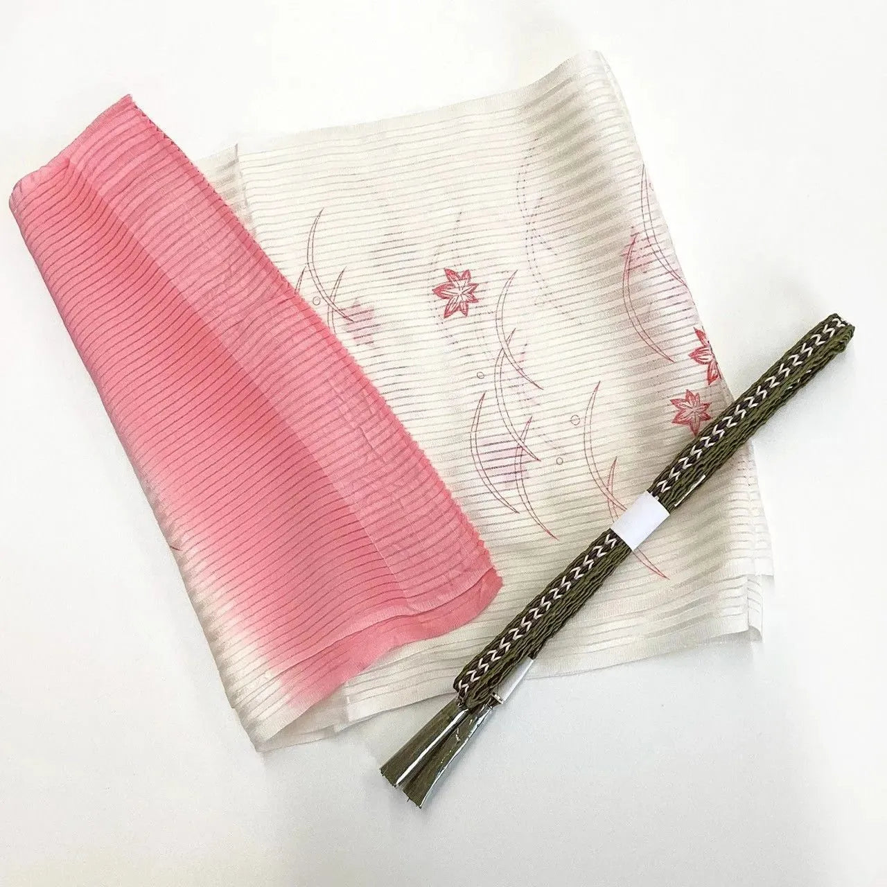 7874# Japanese Kimono Accessory Summer Obiage and Obijime 2-piece Set Silk