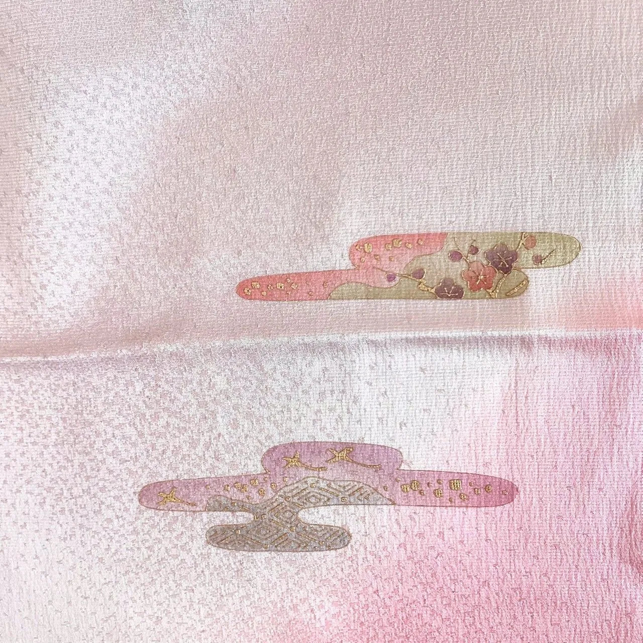 7911# Japanese Kimono Accessory Vintage Obiage and Obijime 2-piece Set Silk