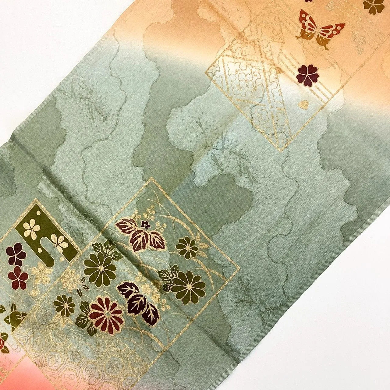 7916# Japanese Kimono Accessory Vintage Obiage and Obijime 2-piece Set Silk