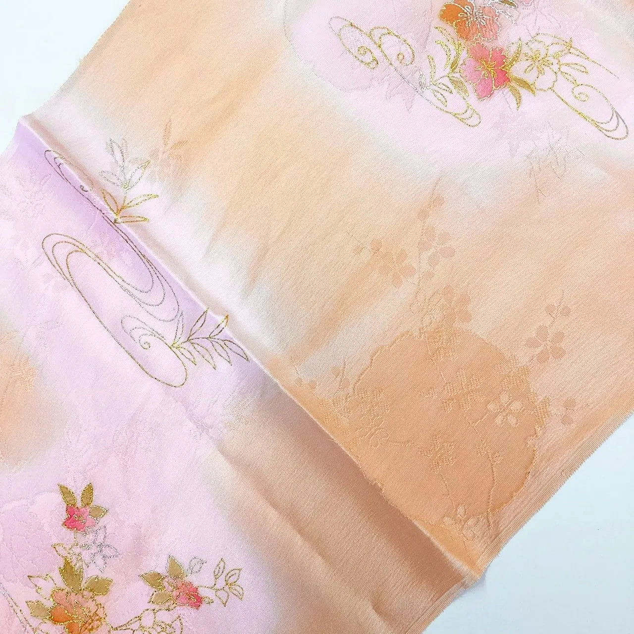 7919# Japanese Kimono Accessory Vintage Obiage and Obijime 2-piece Set Silk