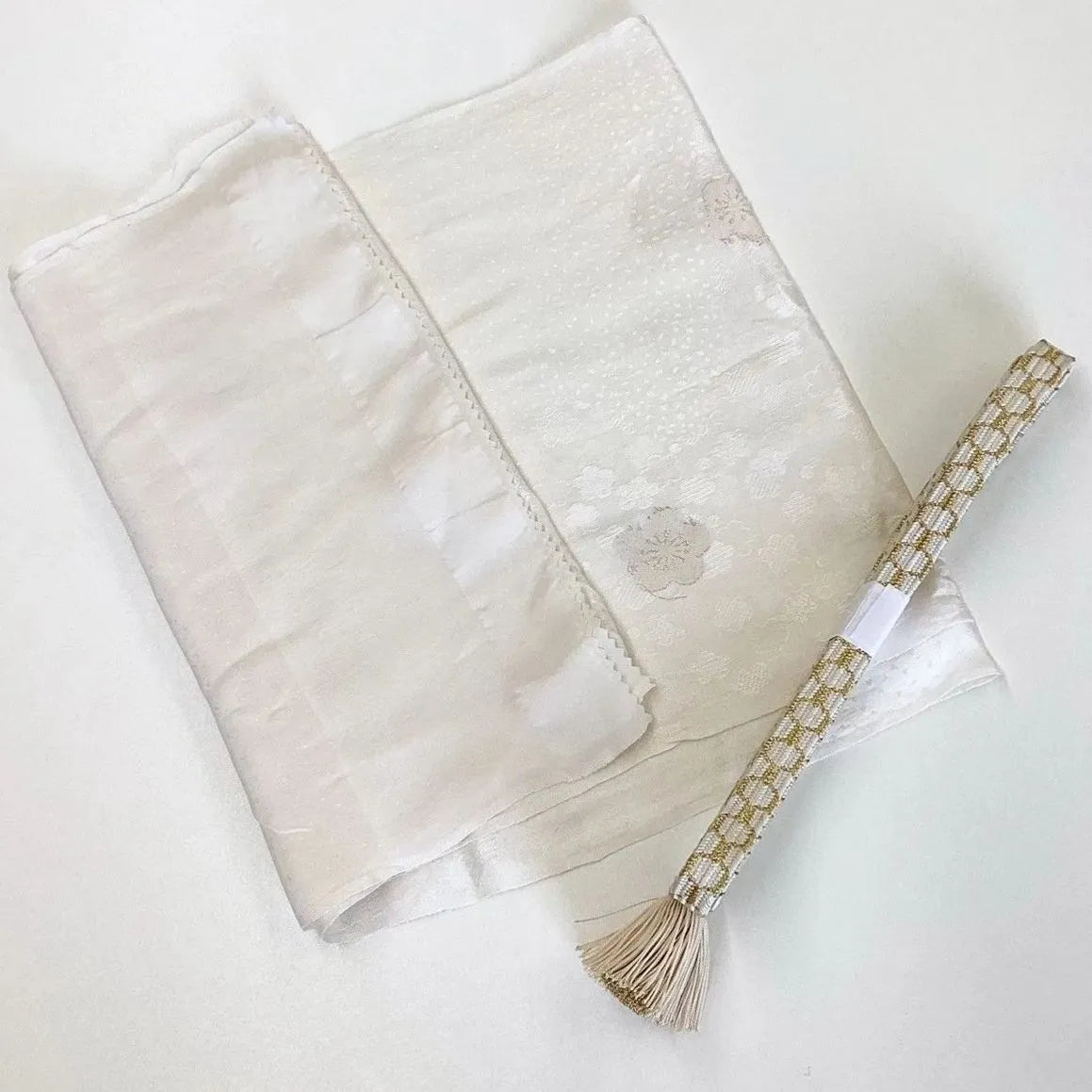 7891# Japanese Kimono Accessory Vintage Obiage and Obijime 2-piece Set Silk