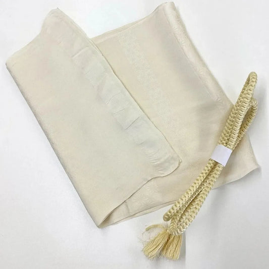 7898# Japanese Kimono Accessory Vintage Obiage and Obijime 2-piece Set Silk
