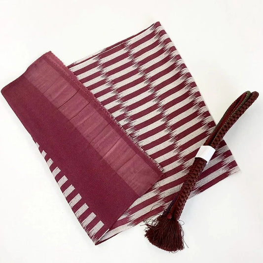 7908# Japanese Kimono Accessory Vintage Obiage and Obijime 2-piece Set Silk