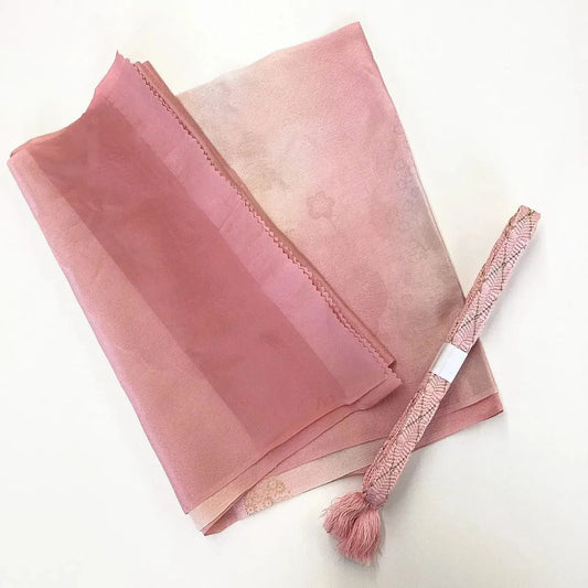 7913# Japanese Kimono Accessory Vintage Obiage and Obijime 2-piece Set Silk