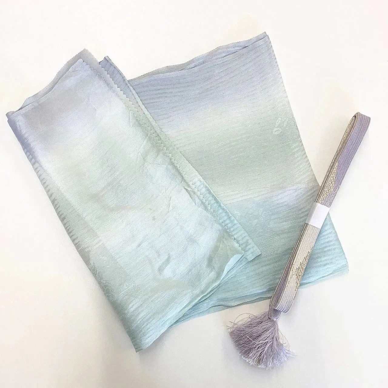 7914# Japanese Kimono Accessory Vintage Obiage and Obijime 2-piece Set Silk