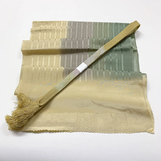 7928# Japanese Kimono Accessory Vintage Obiage and Obijime 2-piece Set Silk