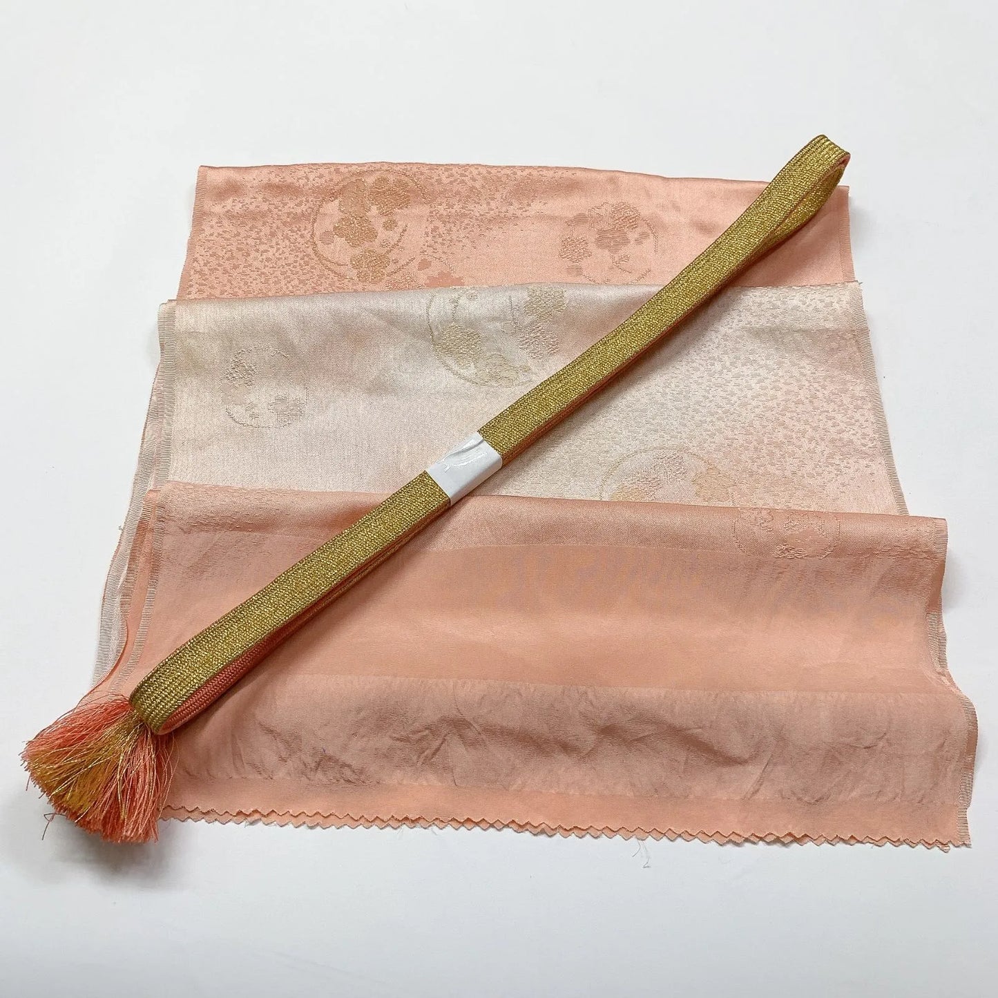 7929# Japanese Kimono Accessory Vintage Obiage and Obijime 2-piece Set Silk