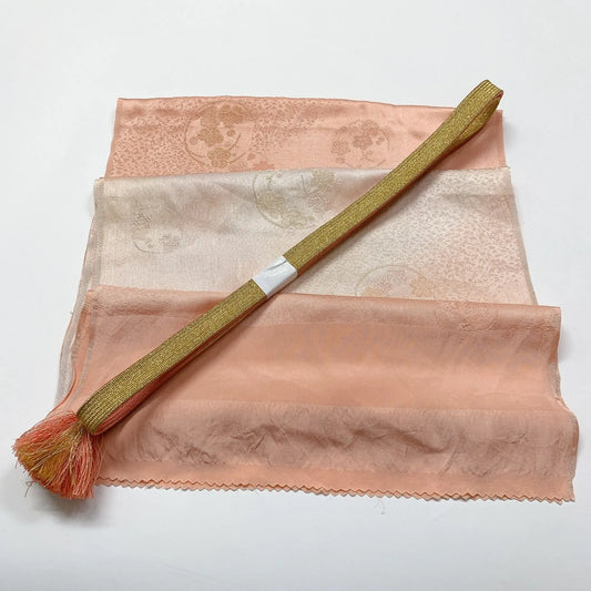 7929# Japanese Kimono Accessory Vintage Obiage and Obijime 2-piece Set Silk