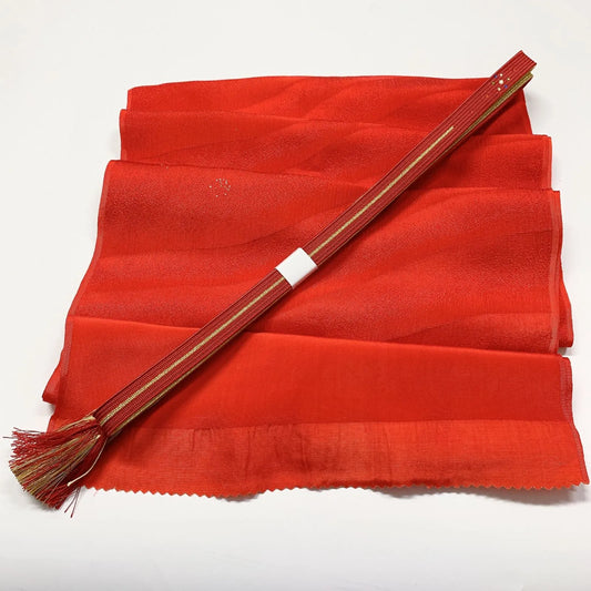 7933# Japanese Kimono Accessory Vintage Obiage and Obijime 2-piece Set Silk
