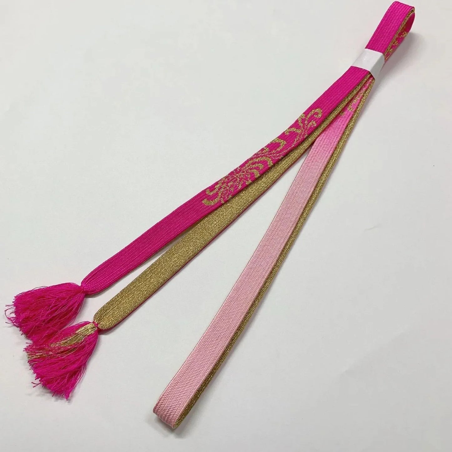 7923# Japanese Kimono Accessory Vintage Obiage and Obijime 2-piece Set Silk