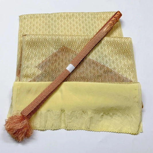 7927# Japanese Kimono Accessory Vintage Obiage and Obijime 2-piece Set Silk