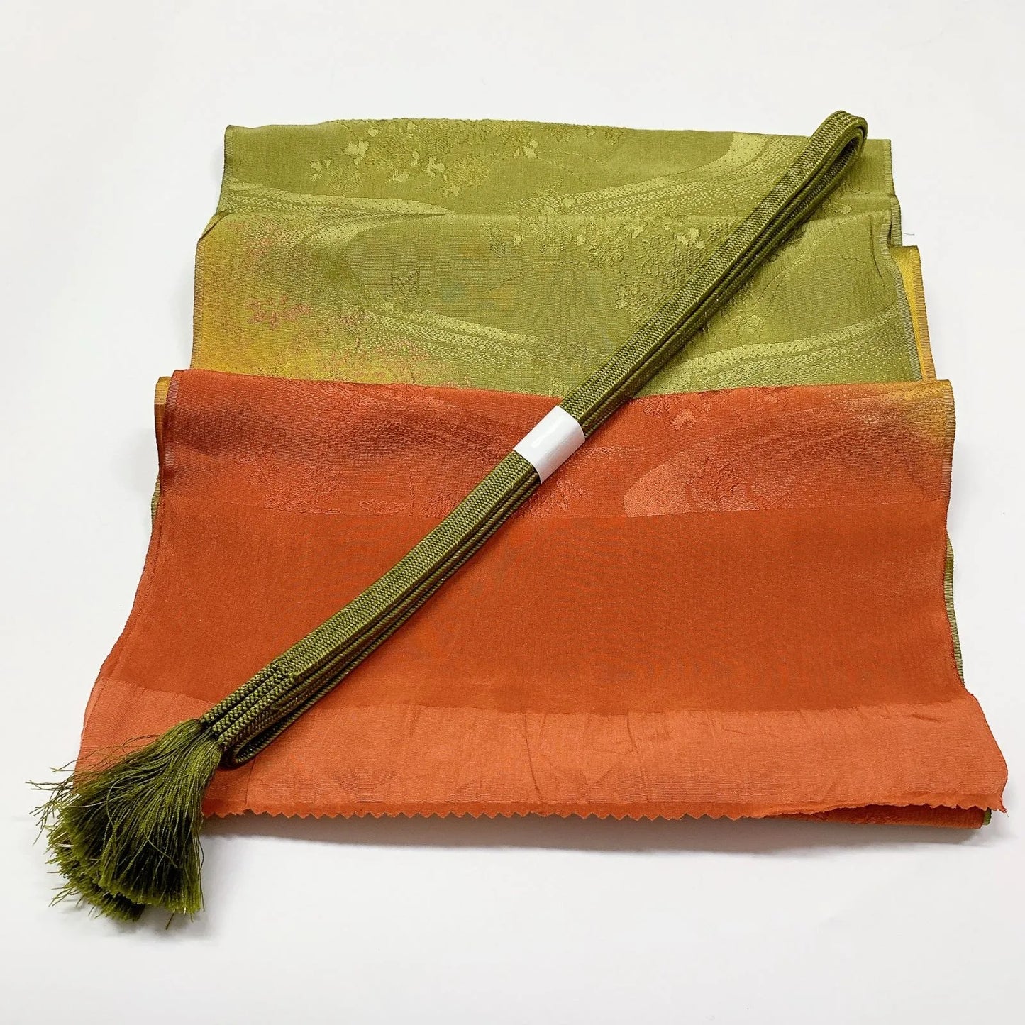 7940# Japanese Kimono Accessory Vintage Obiage and Obijime 2-piece Set Silk