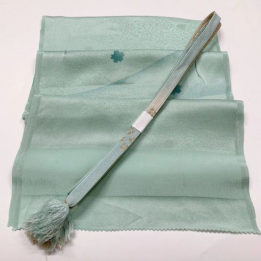 7941# Japanese Kimono Accessory Vintage Obiage and Obijime 2-piece Set Silk