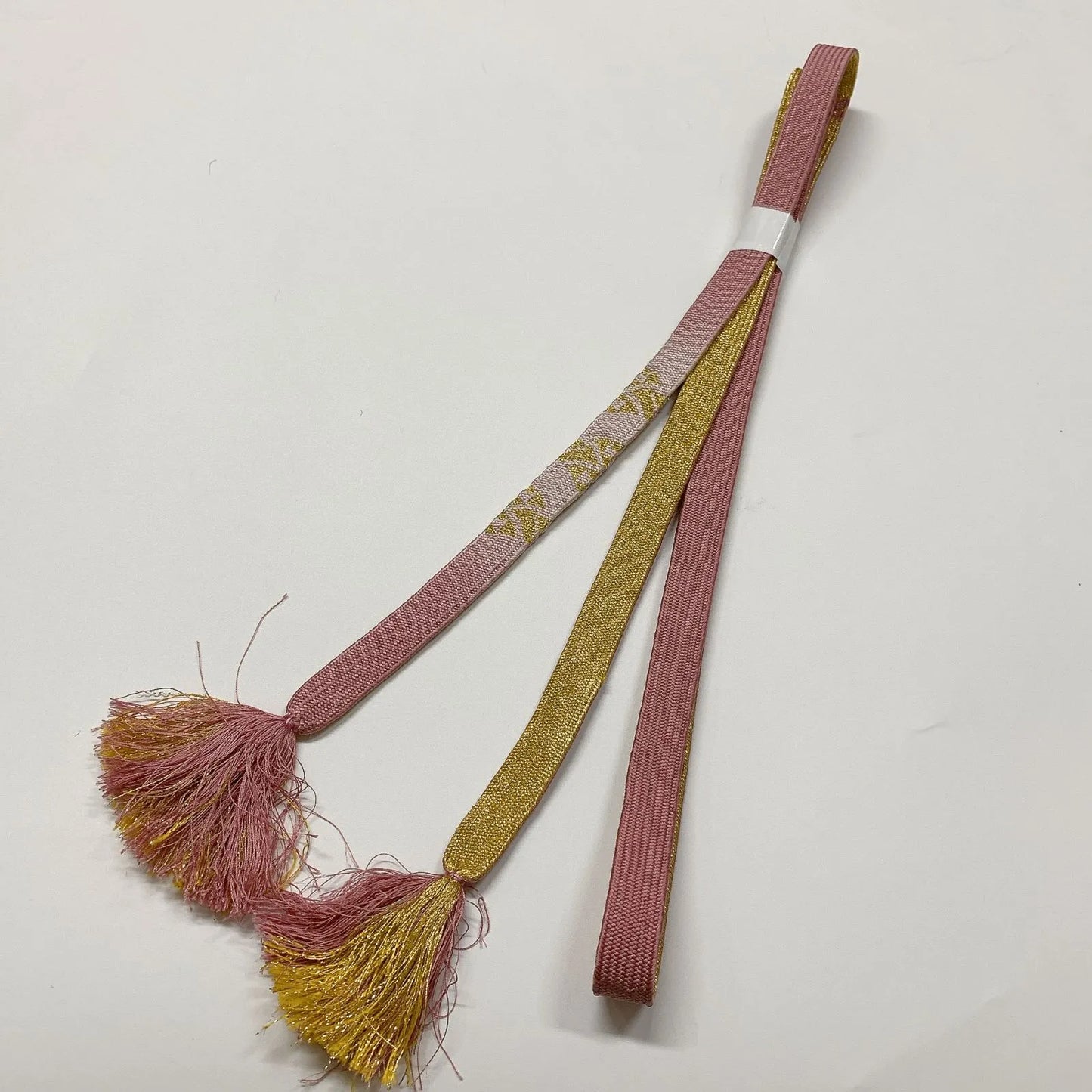 7943# Japanese Kimono Accessory Vintage Obiage and Obijime 2-piece Set Silk