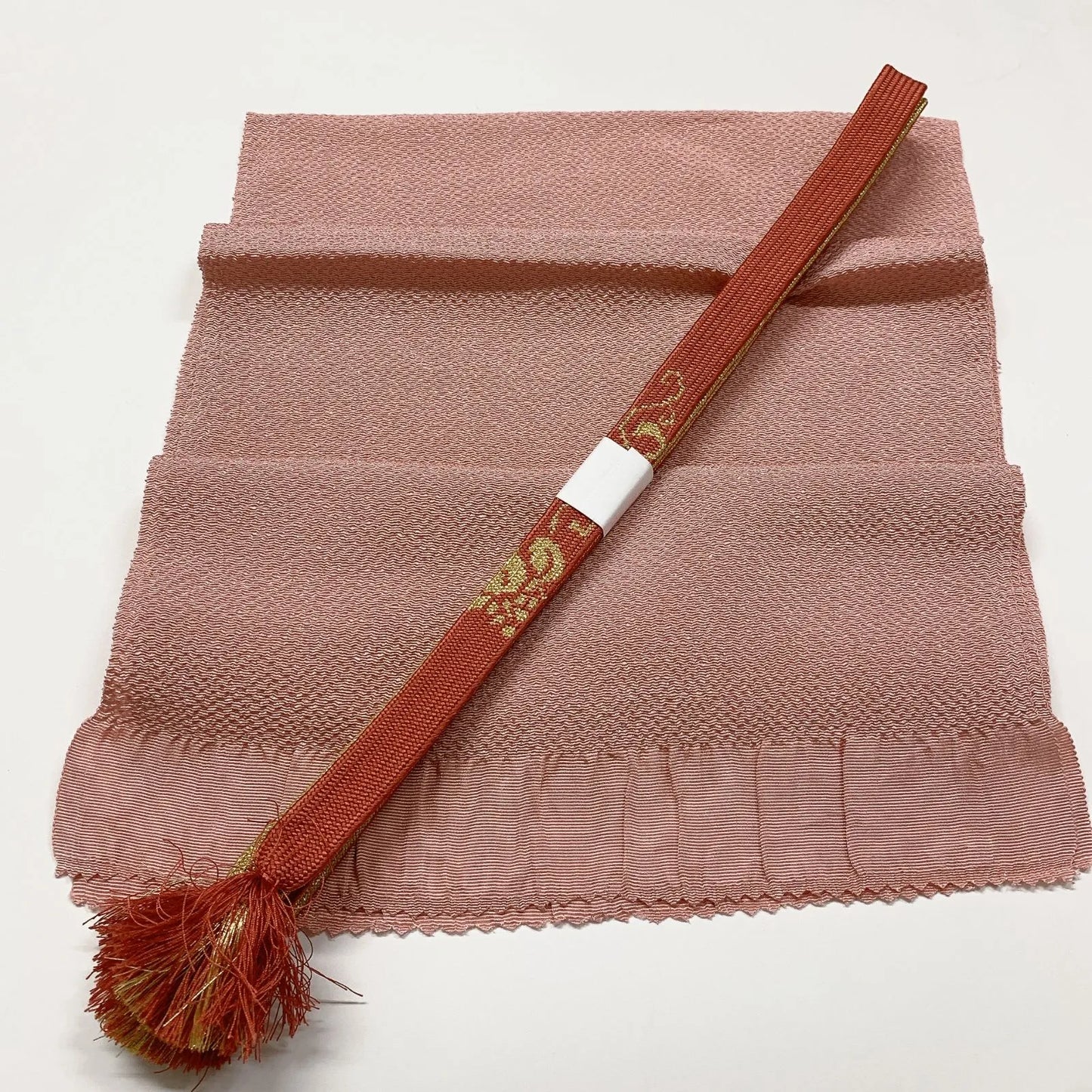 7945# Japanese Kimono Accessory Vintage Obiage and Obijime 2-piece Set Silk