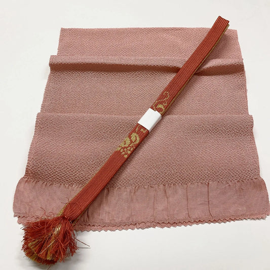 7945# Japanese Kimono Accessory Vintage Obiage and Obijime 2-piece Set Silk