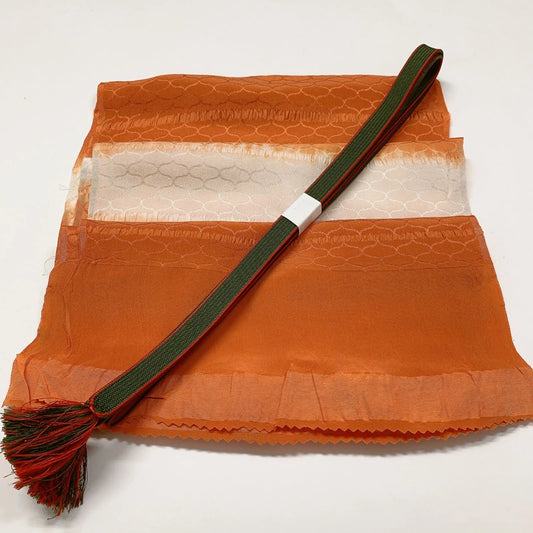 7947# Japanese Kimono Accessory Vintage Obiage and Obijime 2-piece Set Silk