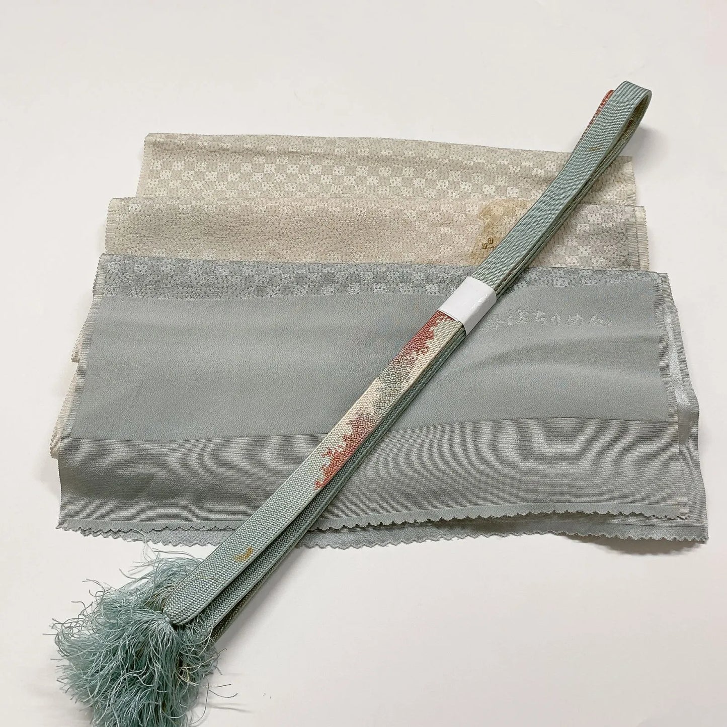7951# Japanese Kimono Accessory Vintage Obiage and Obijime 2-piece Set Silk