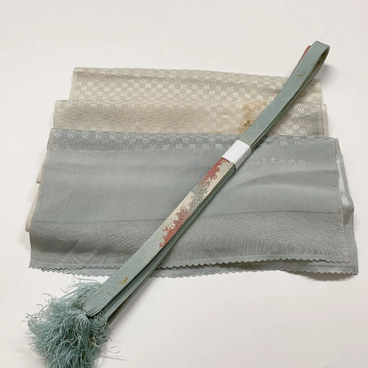 7951# Japanese Kimono Accessory Vintage Obiage and Obijime 2-piece Set Silk
