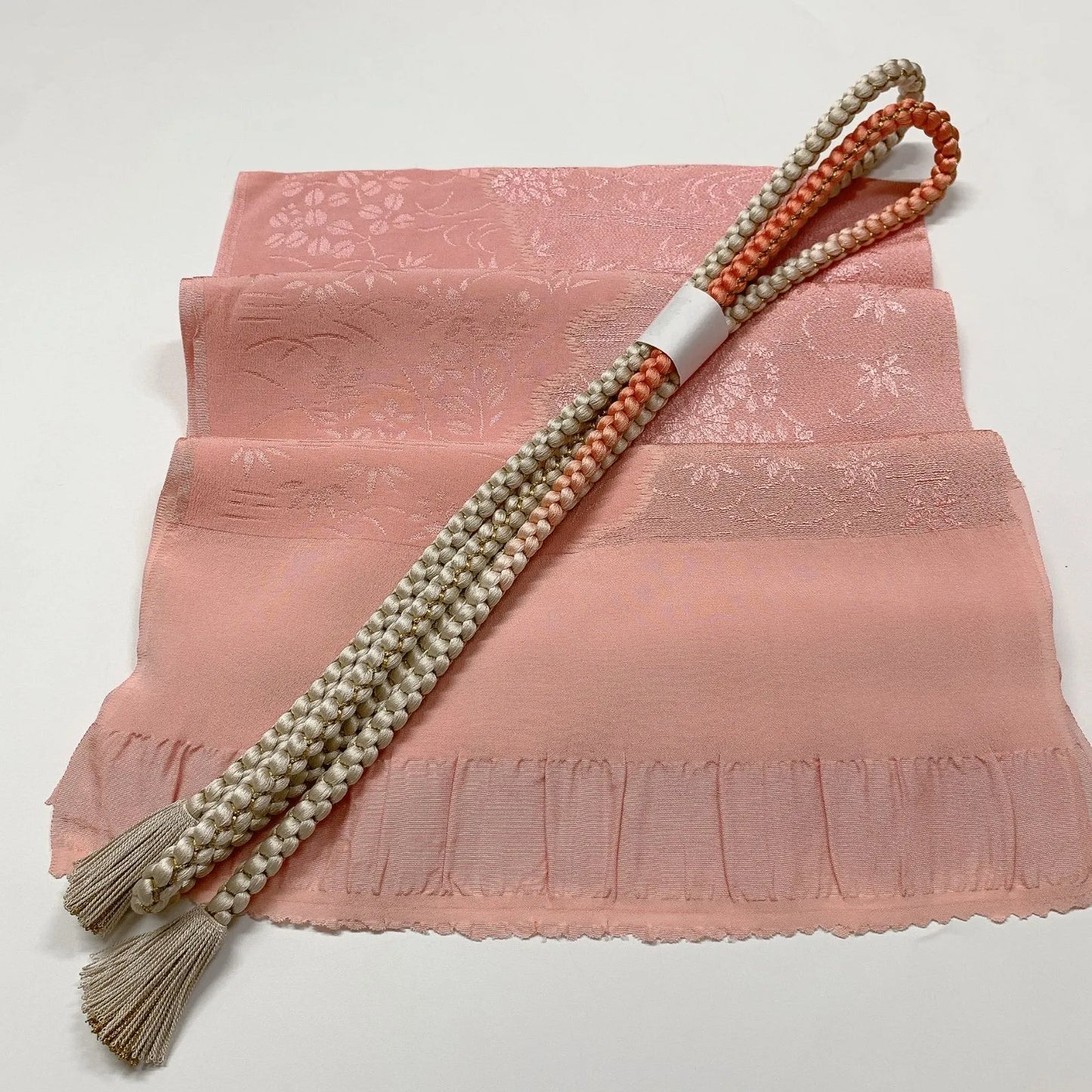 7957# Japanese Kimono Accessory Vintage Obiage and Obijime 2-piece Set Silk