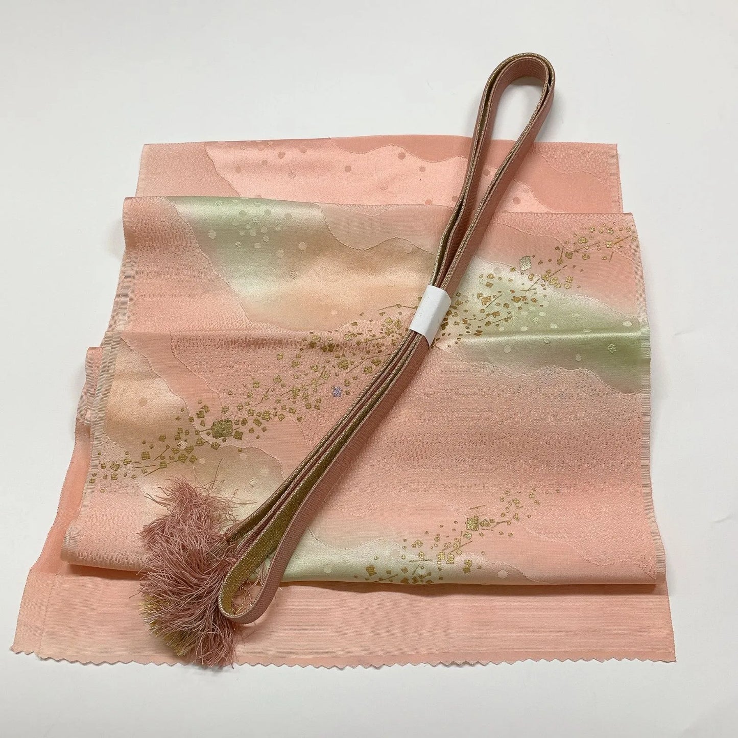 7962# Japanese Kimono Accessory Vintage Obiage and Obijime 2-piece Set Silk