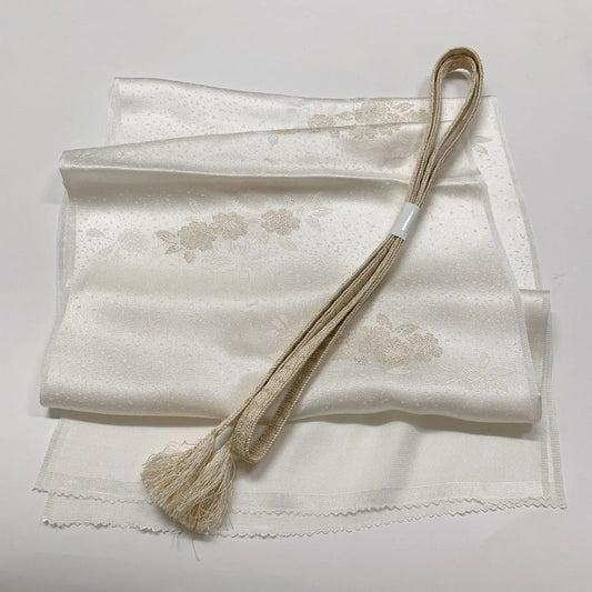 7963# Japanese Kimono Accessory Vintage Obiage and Obijime 2-piece Set Silk