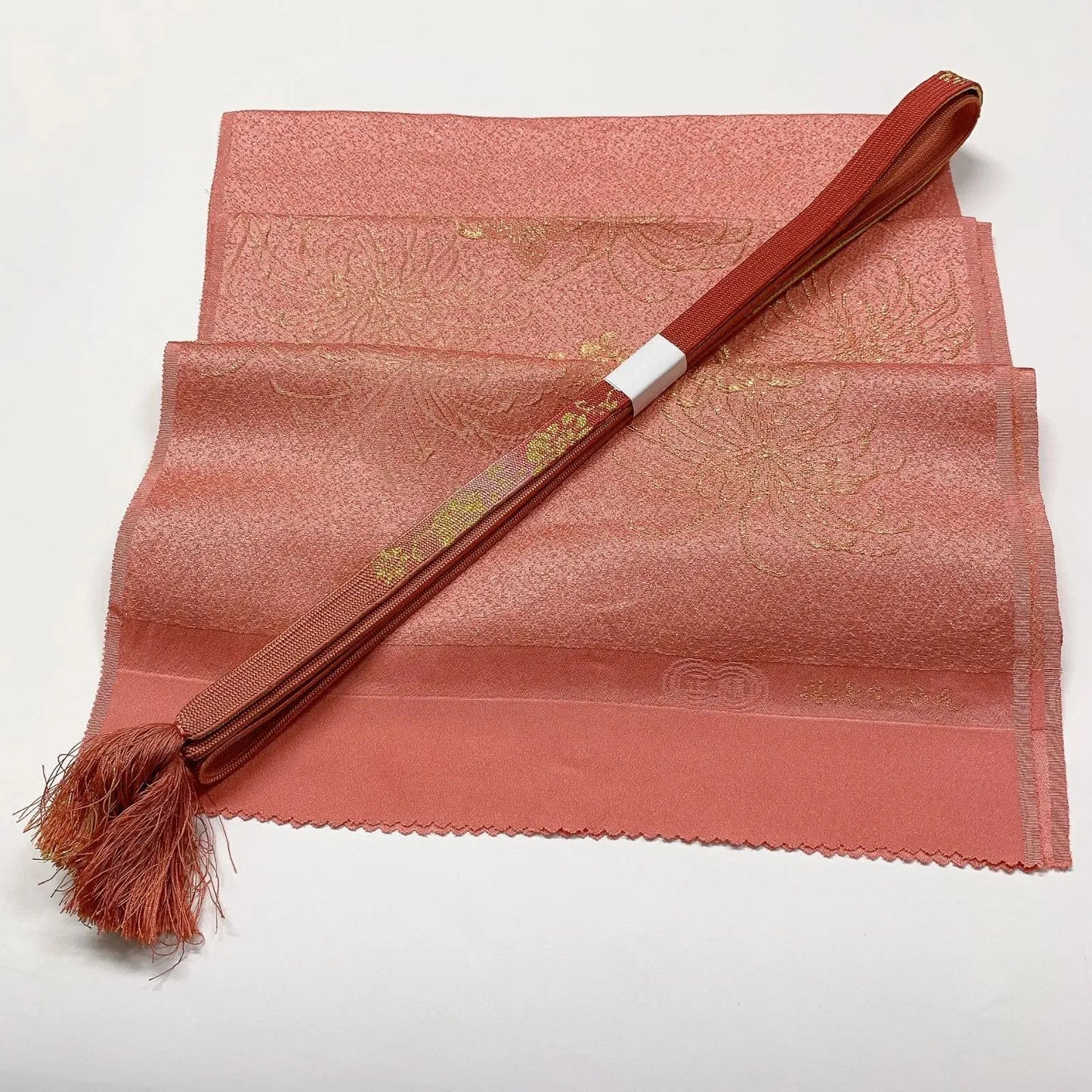 7931# Japanese Kimono Accessory Vintage Obiage and Obijime 2-piece Set Silk