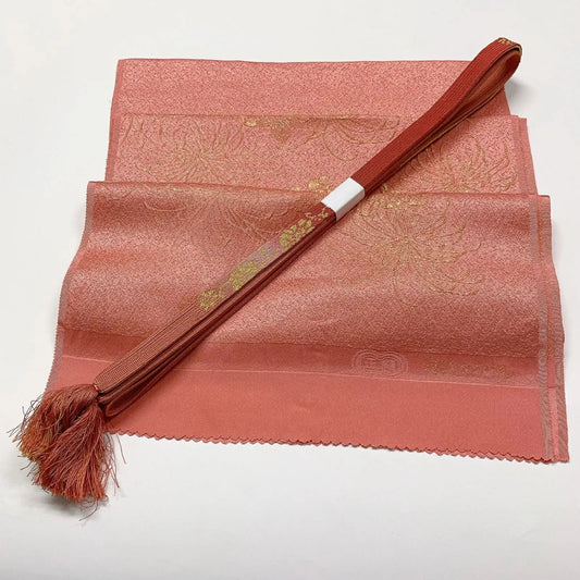 7931# Japanese Kimono Accessory Vintage Obiage and Obijime 2-piece Set Silk