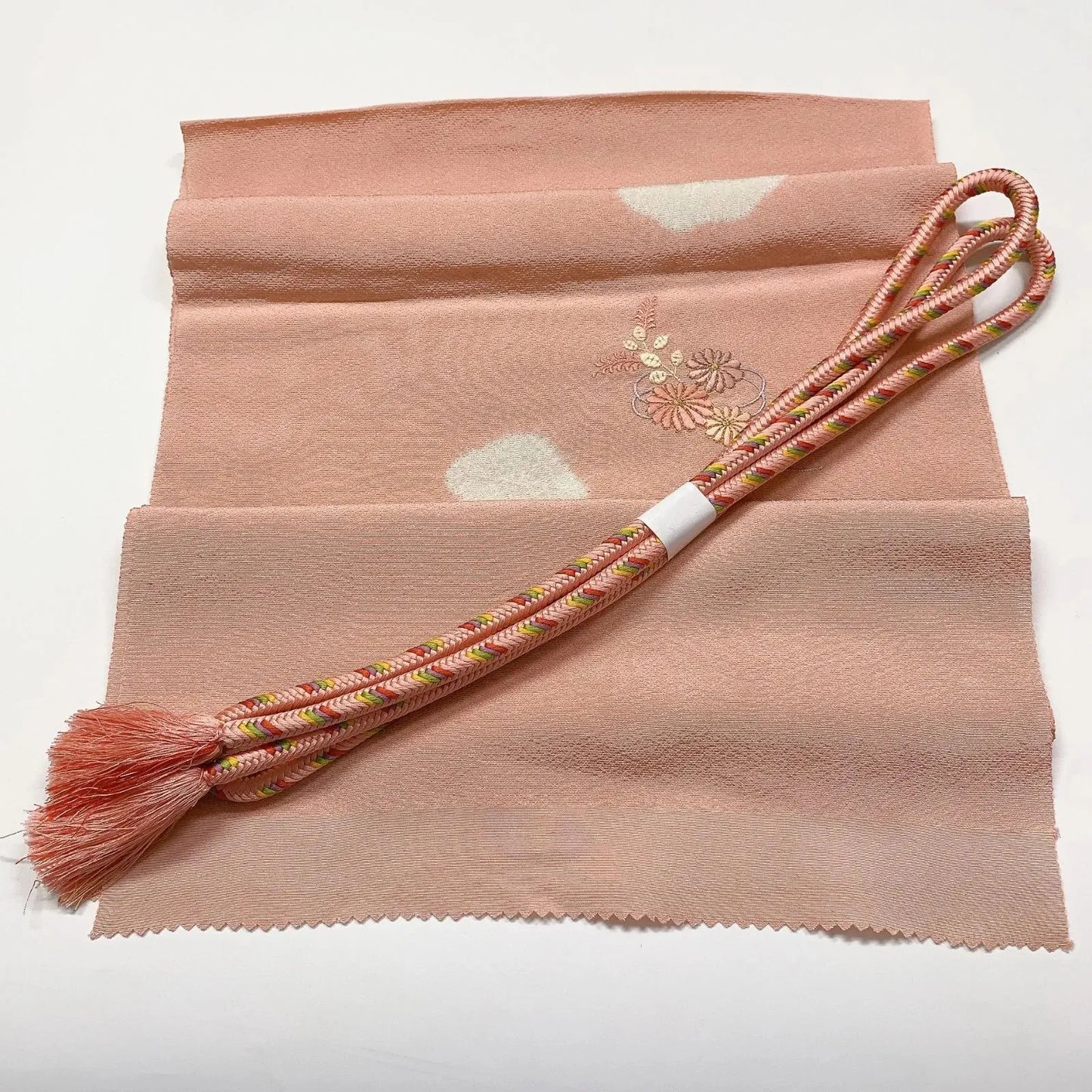 7936# Japanese Kimono Accessory Vintage Obiage and Obijime 2-piece Set Silk