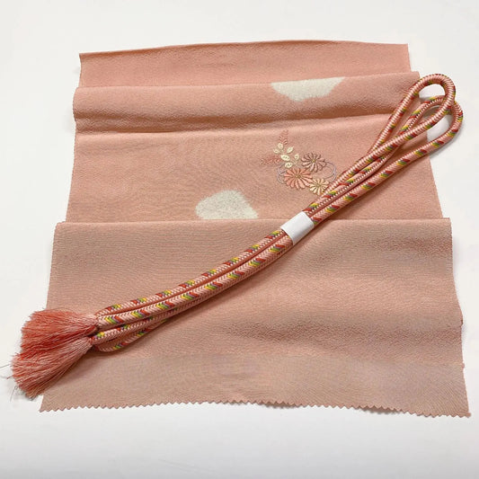 7936# Japanese Kimono Accessory Vintage Obiage and Obijime 2-piece Set Silk