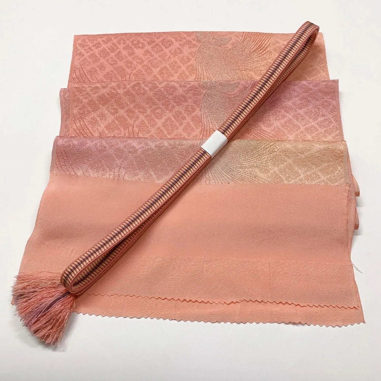 7939# Japanese Kimono Accessory Vintage Obiage and Obijime 2-piece Set Silk