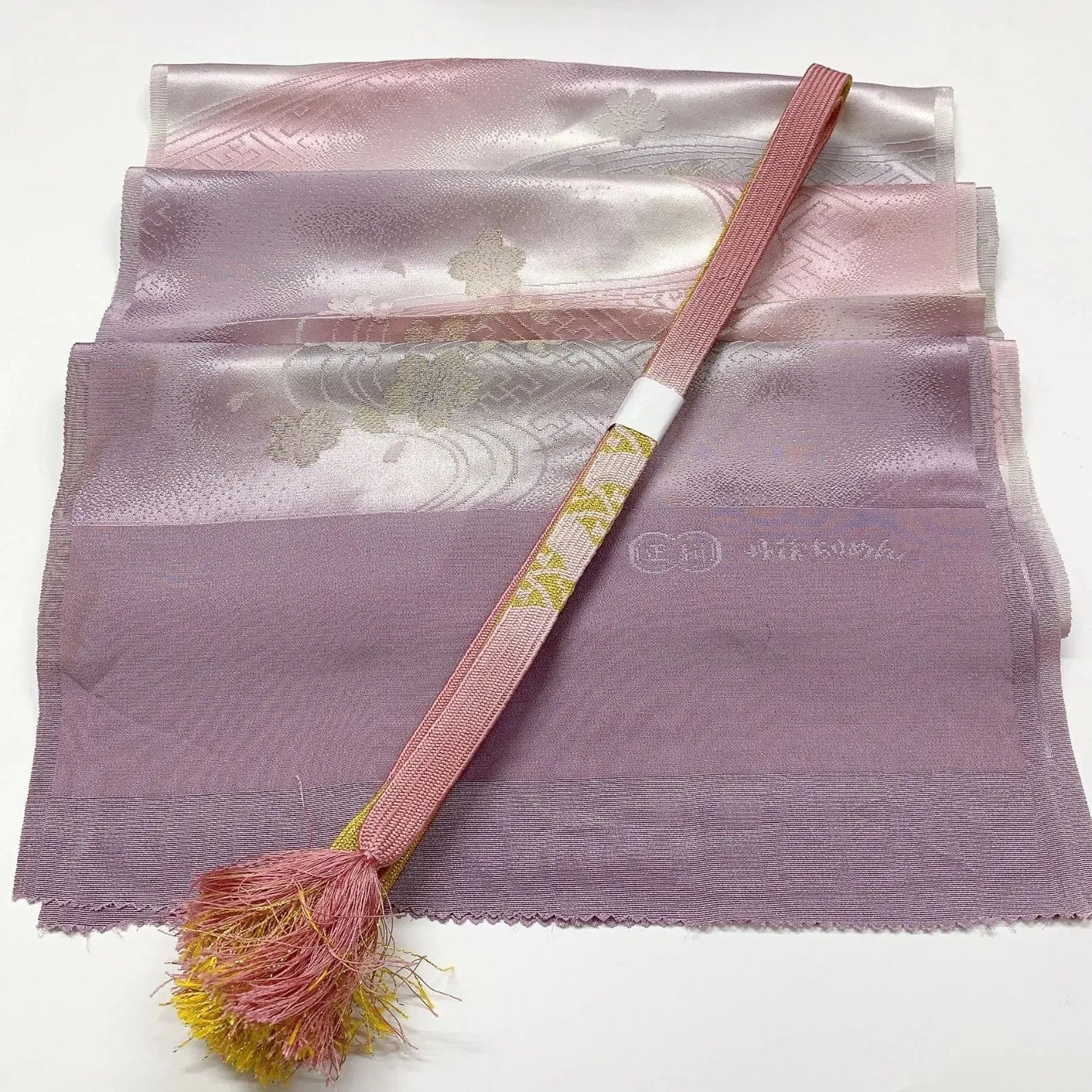 7943# Japanese Kimono Accessory Vintage Obiage and Obijime 2-piece Set Silk