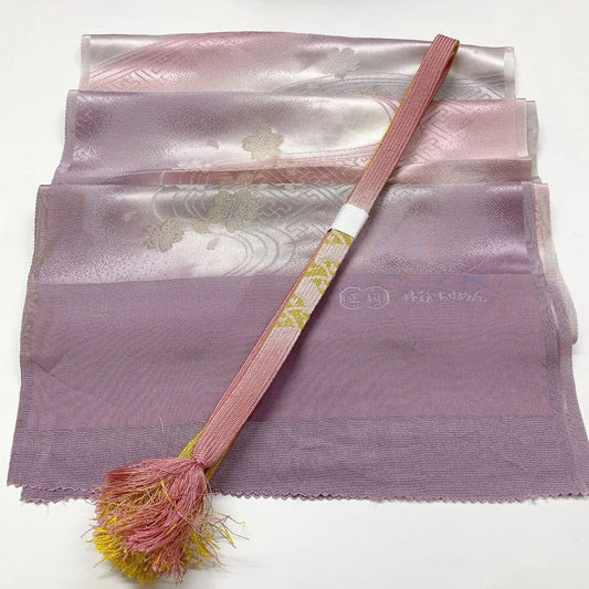 7943# Japanese Kimono Accessory Vintage Obiage and Obijime 2-piece Set Silk