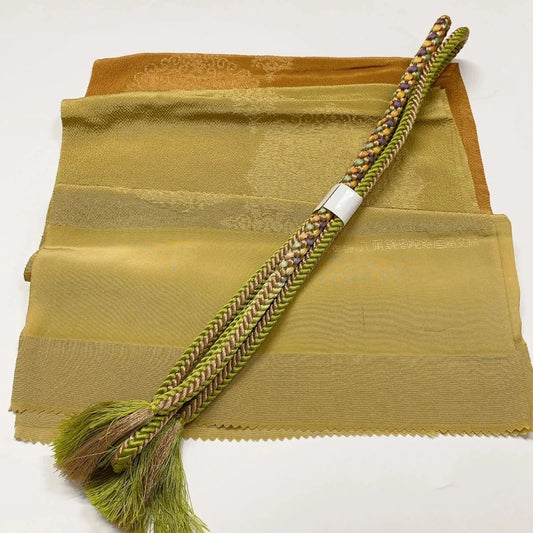 7953# Japanese Kimono Accessory Vintage Obiage and Obijime 2-piece Set Silk