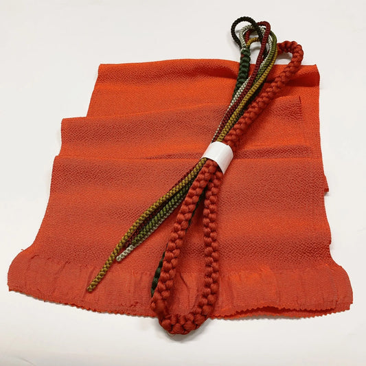7966# Japanese Kimono Accessory Vintage Obiage and Obijime 2-piece Set Silk