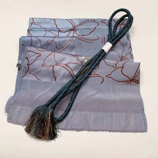 7968# Japanese Kimono Accessory Vintage Obiage and Obijime 2-piece Set Silk