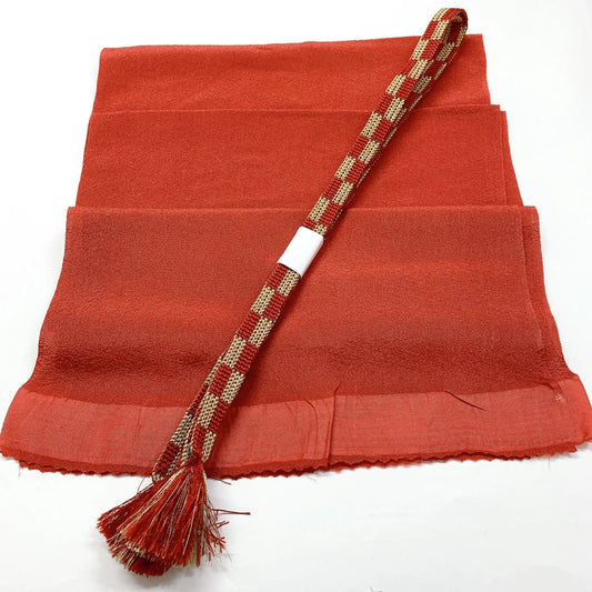 7971# Japanese Kimono Accessory Vintage Obiage and Obijime 2-piece Set Silk