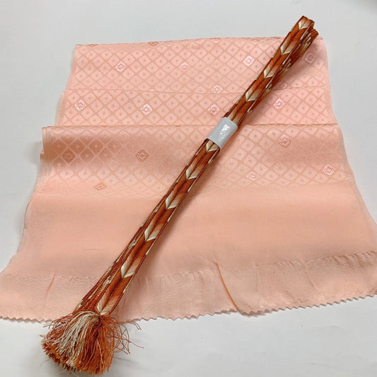 7975# Japanese Kimono Accessory Vintage Obiage and Obijime 2-piece Set Silk