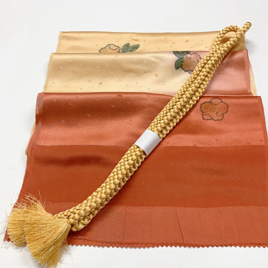 7977# Japanese Kimono Accessory Vintage Obiage and Obijime 2-piece Set Silk