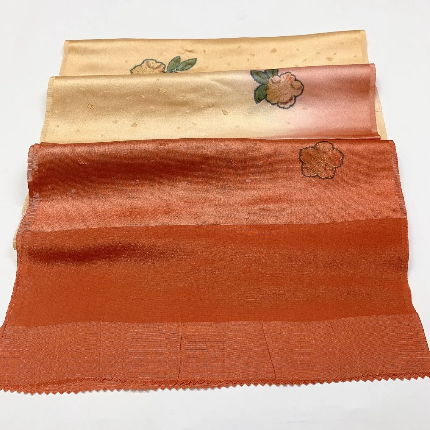 7977# Japanese Kimono Accessory Vintage Obiage and Obijime 2-piece Set Silk