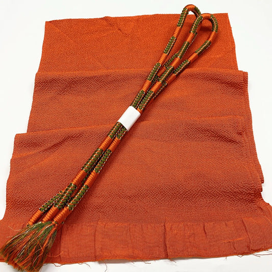 7981# Japanese Kimono Accessory Vintage Obiage and Obijime 2-piece Set Silk
