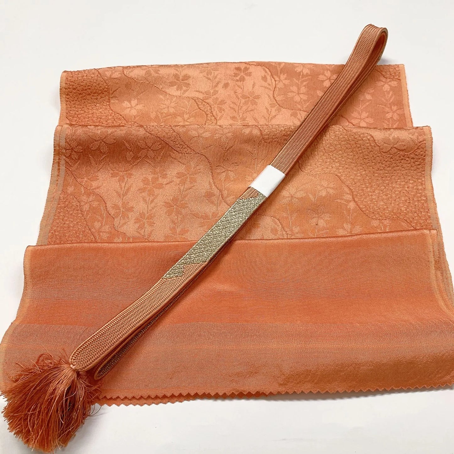 7984# Japanese Kimono Accessory Vintage Obiage and Obijime 2-piece Set Silk