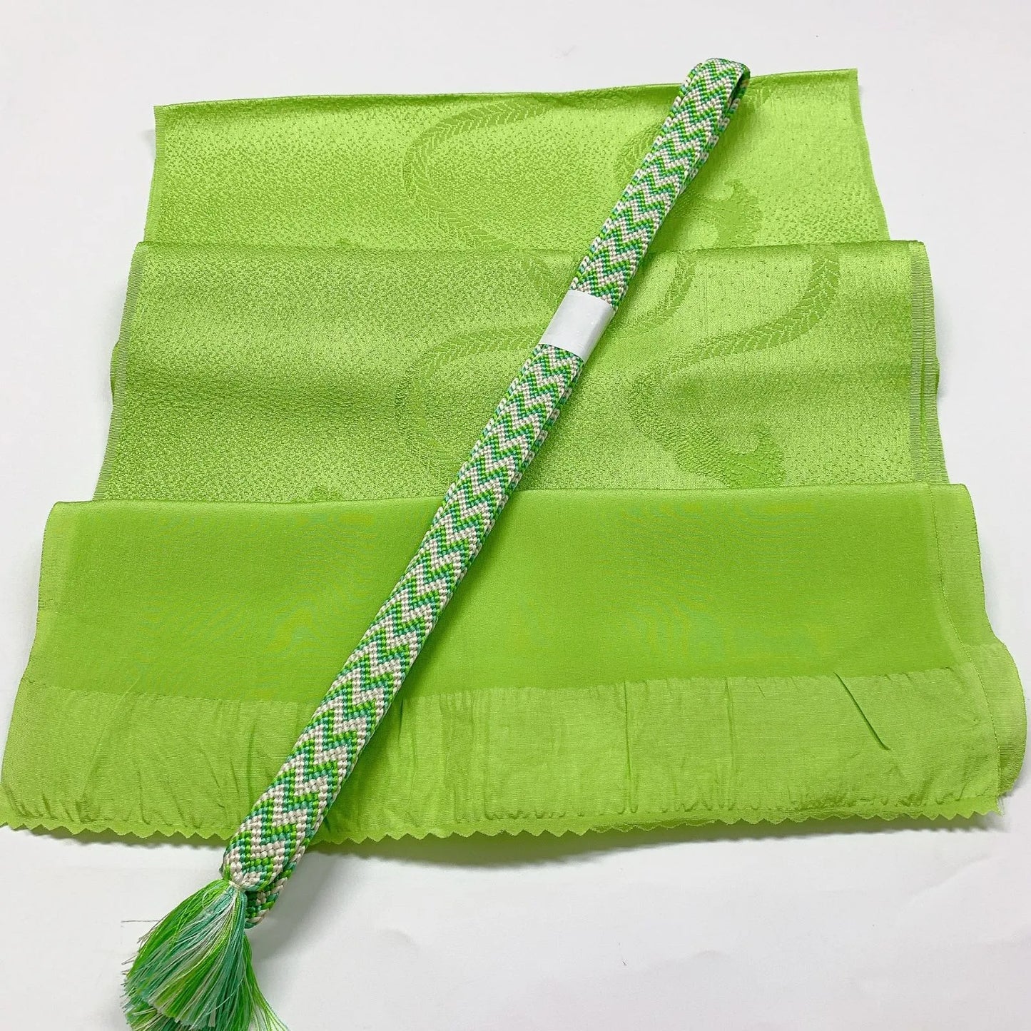 7985# Japanese Kimono Accessory Vintage Obiage and Obijime 2-piece Set Silk