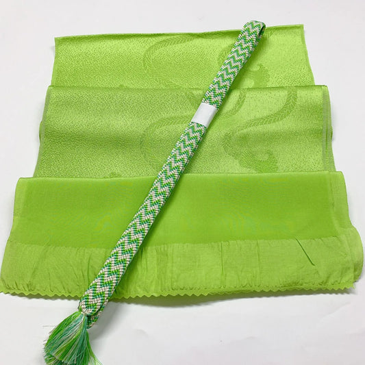 7985# Japanese Kimono Accessory Vintage Obiage and Obijime 2-piece Set Silk