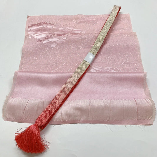 7986# Japanese Kimono Accessory Vintage Obiage and Obijime 2-piece Set Silk