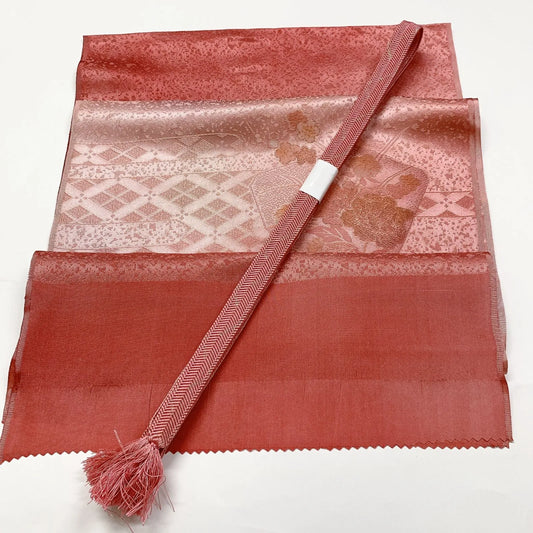 7989# Japanese Kimono Accessory Vintage Obiage and Obijime 2-piece Set Silk