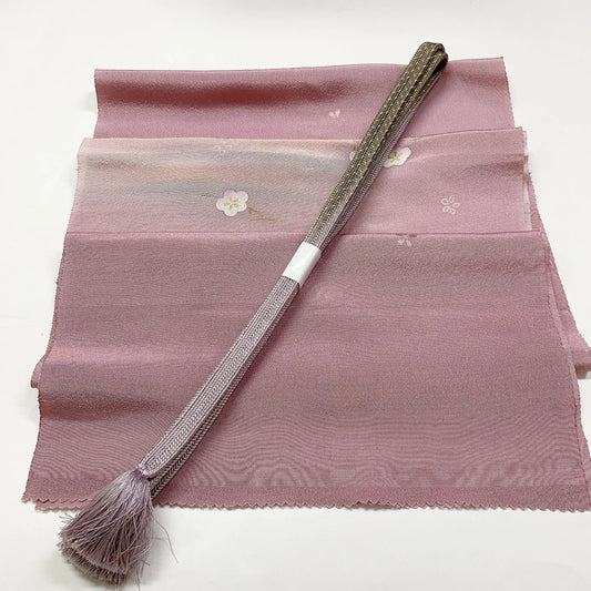 7990# Japanese Kimono Accessory Vintage Obiage and Obijime 2-piece Set Silk