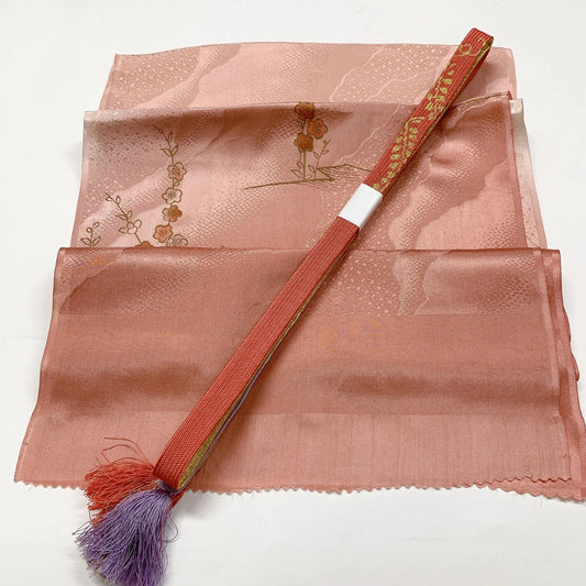 7991# Japanese Kimono Accessory Vintage Obiage and Obijime 2-piece Set Silk