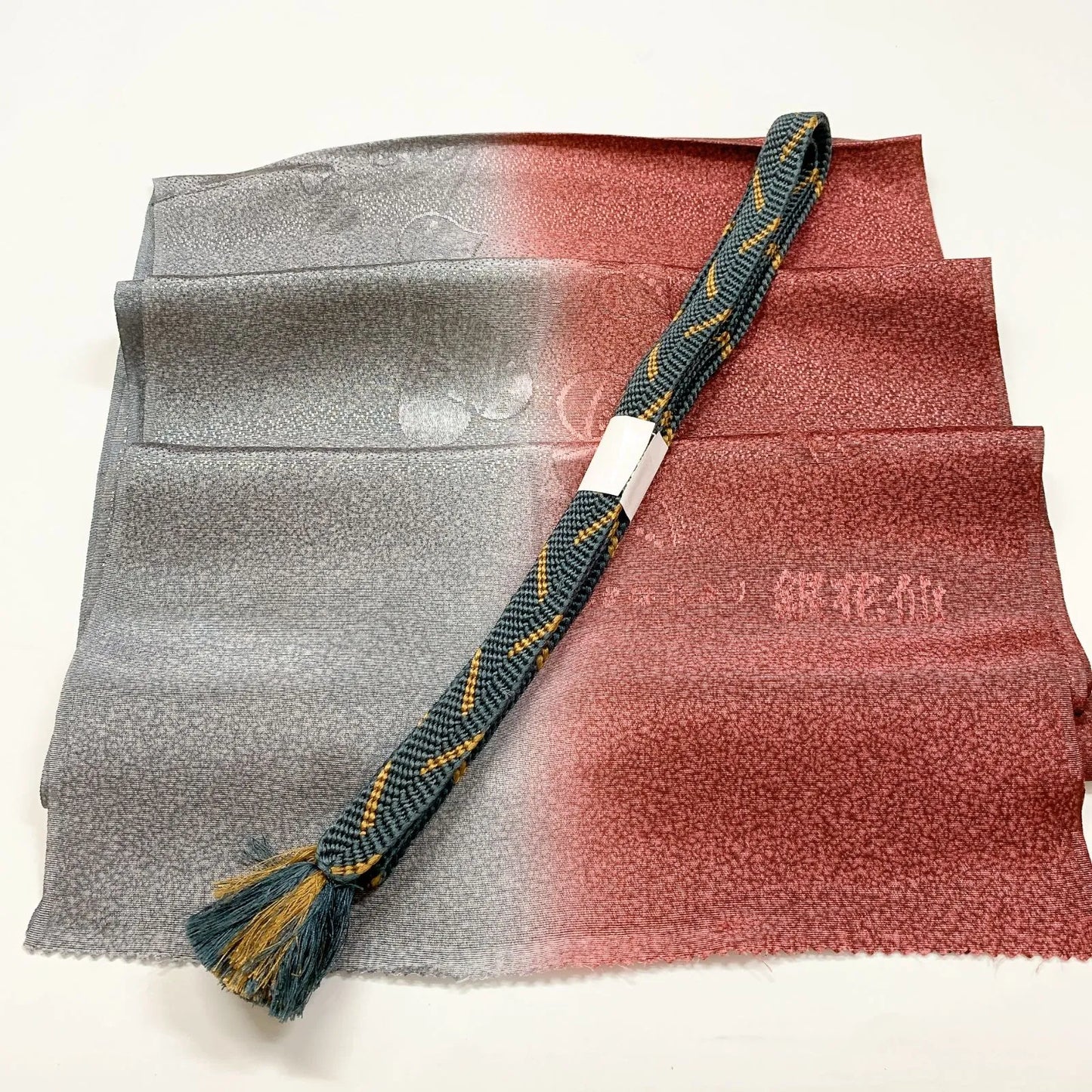 7994# Japanese Kimono Accessory Vintage Obiage and Obijime 2-piece Set Silk