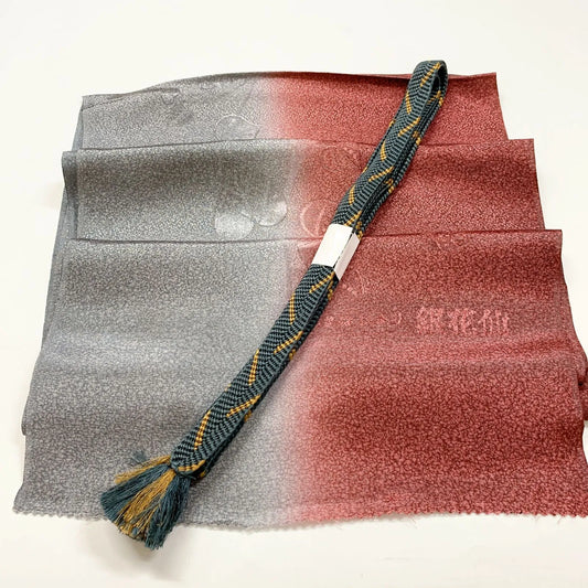7994# Japanese Kimono Accessory Vintage Obiage and Obijime 2-piece Set Silk